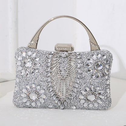Handgefertigte Abendtasche Mit Diamant-Detail İn Metallic