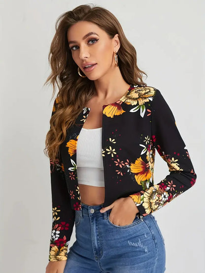 Stilvolle Jacke Mit Blumenmuster