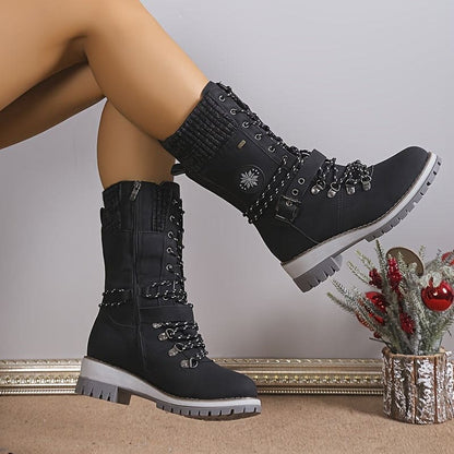 Stilvolle Thermostiefel Mit Strickdetails