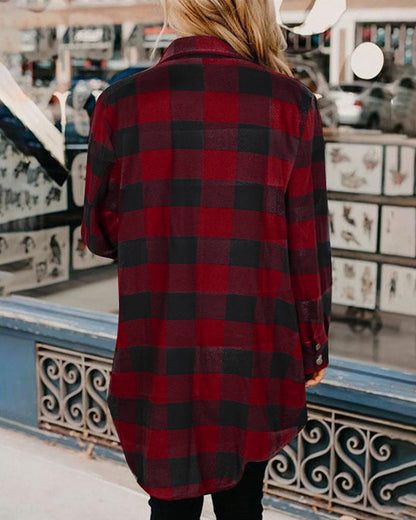 Karierte Hemdjacke Mit Mittellangen Ärmeln