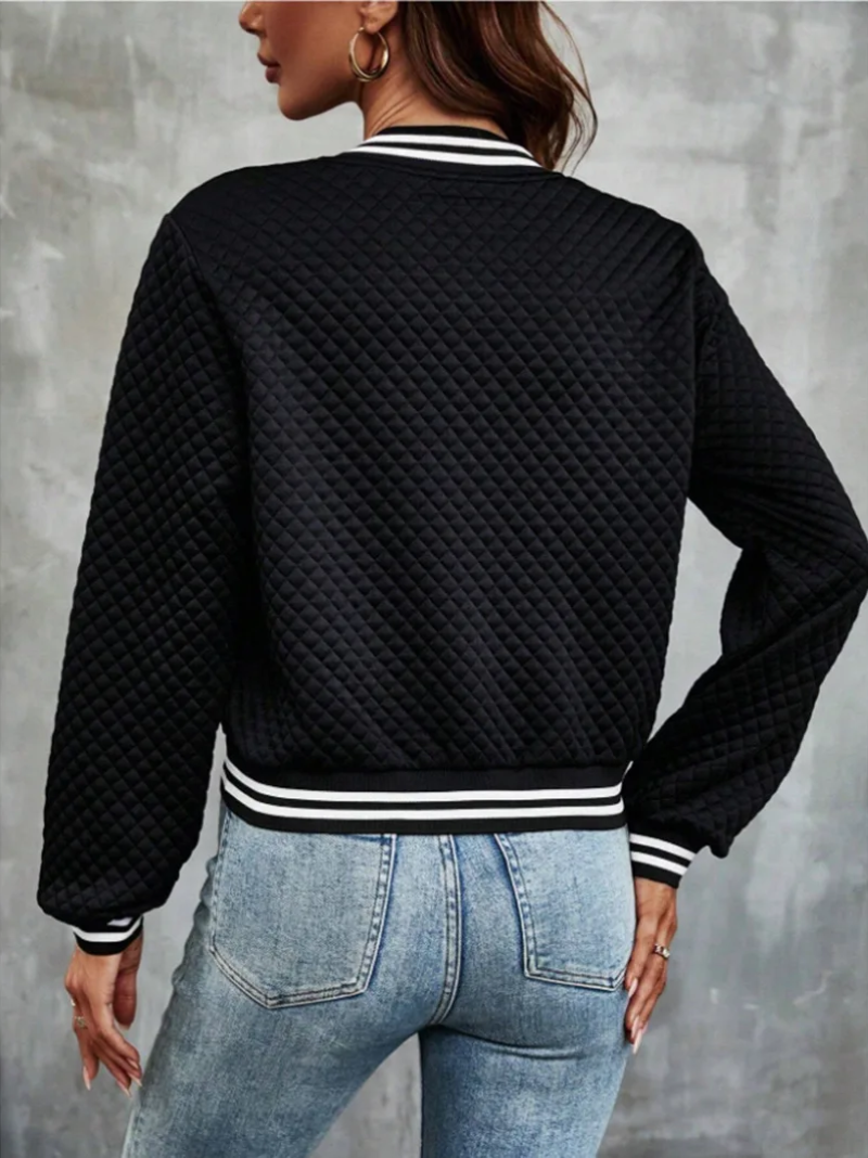 Bomberjacke Mit Leichtem Steppmuster Und Streifendetails