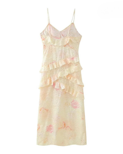 Neckholderkleid Mit Rüschen Und Farbverlauf Aus Netzstoff, Sexy, Rückenfreies Sommerkleid Mit V-Ausschnitt