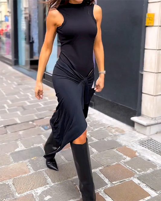 Ärmelloses Maxikleid Mit Faltendetail