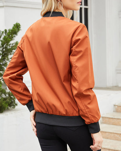 Schlichte Stehkragenjacke Mit Taschen