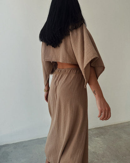 Elegantes Maxikleid Mit Tiefem Schlitz Und V-Ausschnitt