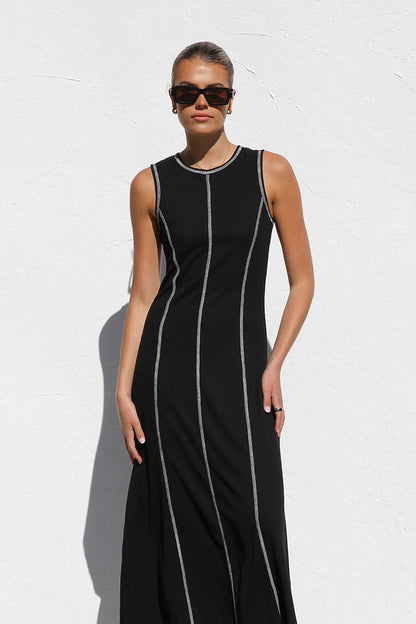 Elegantes Ärmelloses Midikleid Mit Rundhalsausschnitt