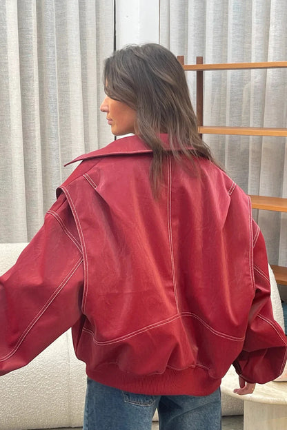 Lässige, Einfarbige Jacke Mit Reißverschluss İm Streetstyle