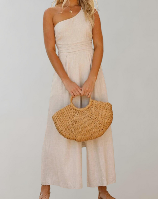 Elegantes One-Shoulder-Midikleid