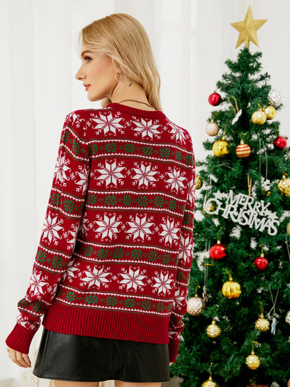 Pullover Mit Weihnachtlicher Schneeflockenstickerei
