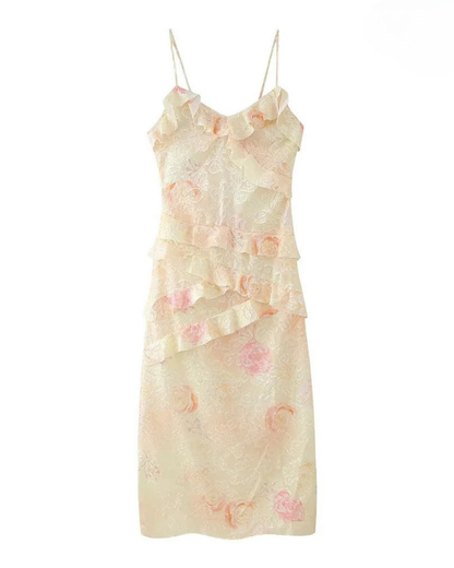 Neckholderkleid Mit Rüschen Und Farbverlauf Aus Netzstoff, Sexy, Rückenfreies Sommerkleid Mit V-Ausschnitt