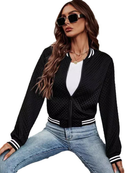 Bomberjacke Mit Leichtem Steppmuster Und Streifendetails