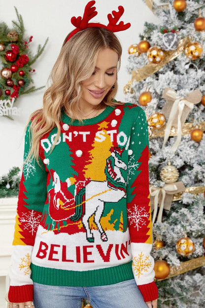 Pullover Mit Weihnachtsmann Und Rentier-Viehwagen