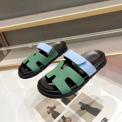 Bequeme Sommer-Hausschuhe İm Römerstil Mit H-Form Und Klettverschluss