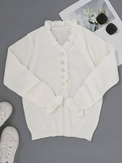 Stilvolle Bluse Mit V-Ausschnitt Und Knopfleiste