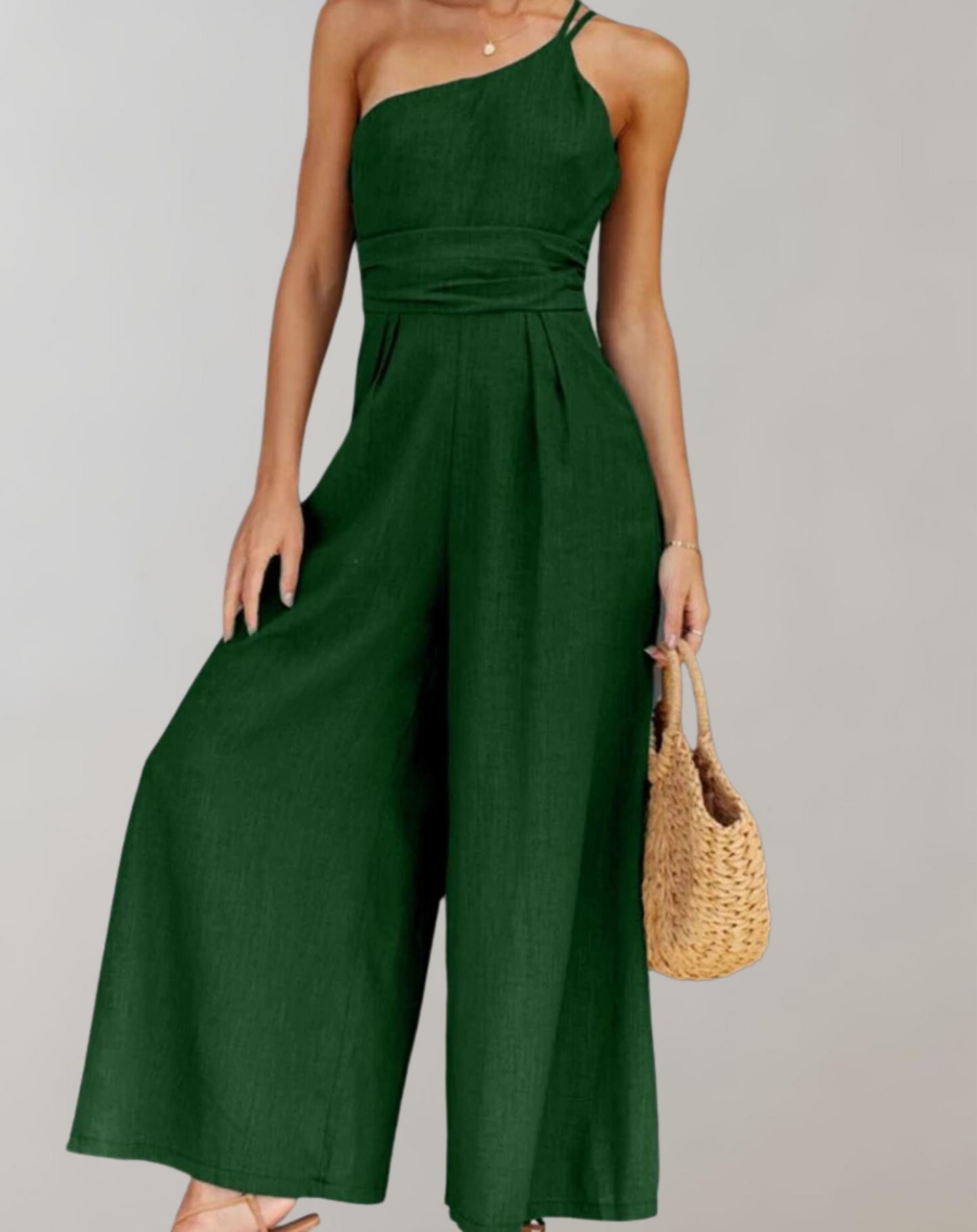Elegantes One-Shoulder-Midikleid