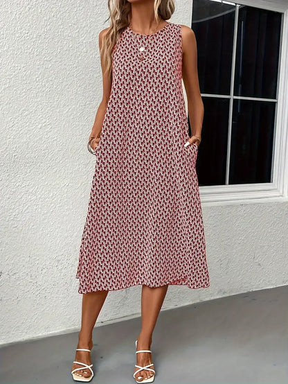 Lässiges Gemustertes Kleid Mit Taschendetails