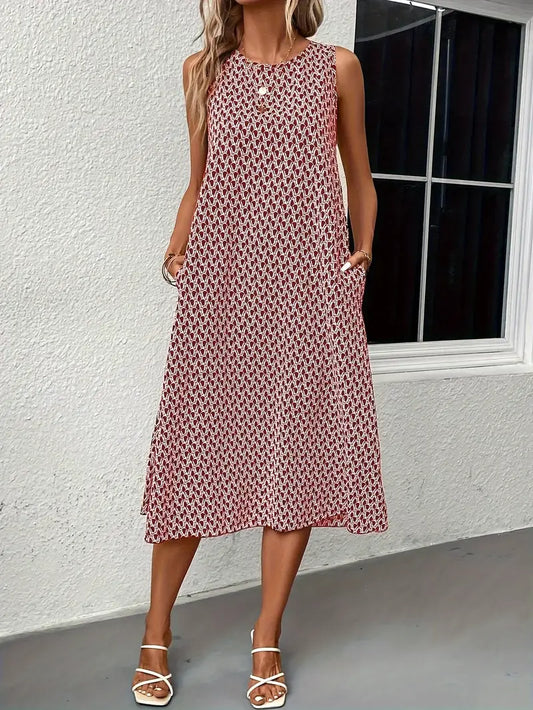 Lässiges Gemustertes Kleid Mit Taschendetails