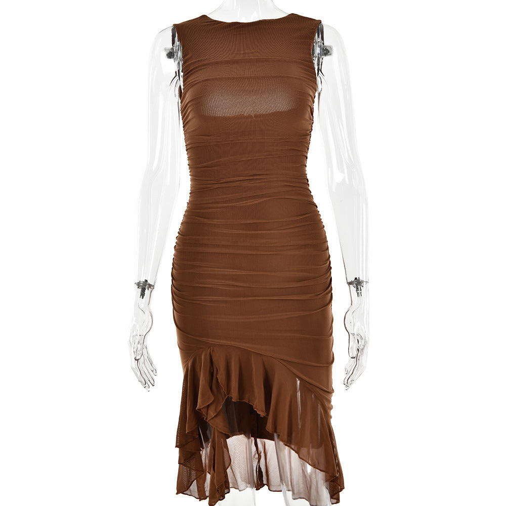 Ärmelloses Rückenfreies Midikleid