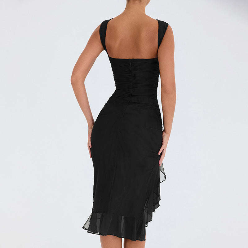 Ärmelloses Rückenfreies Midikleid
