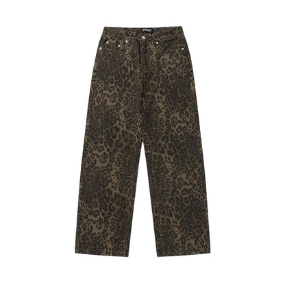 Stylisches Design Jeans Mit Leopardenmuster