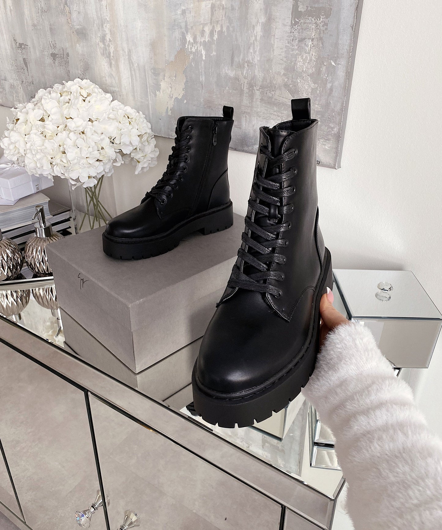 Schwarze Elegante Damen Kunstlederstiefel