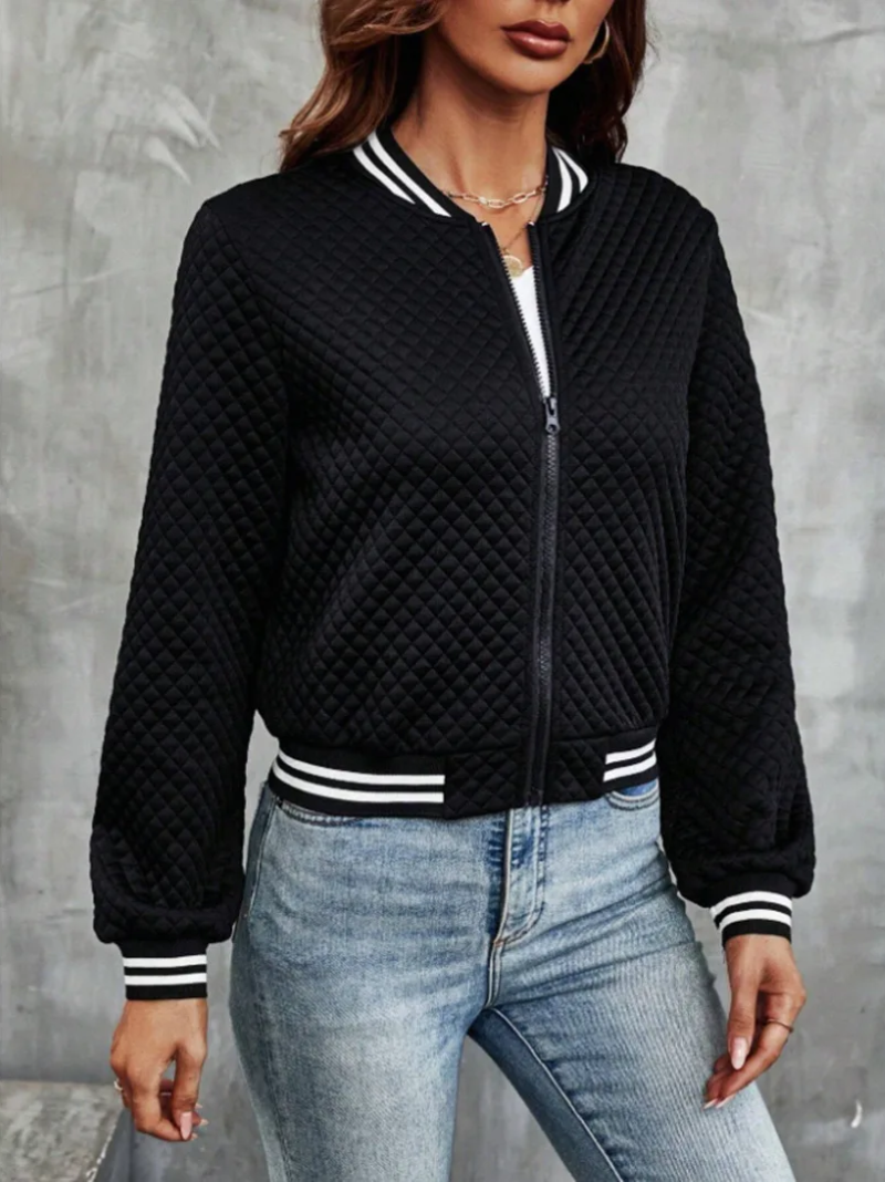 Bomberjacke Mit Leichtem Steppmuster Und Streifendetails