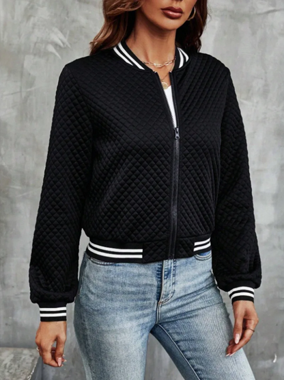 Bomberjacke Mit Leichtem Steppmuster Und Streifendetails