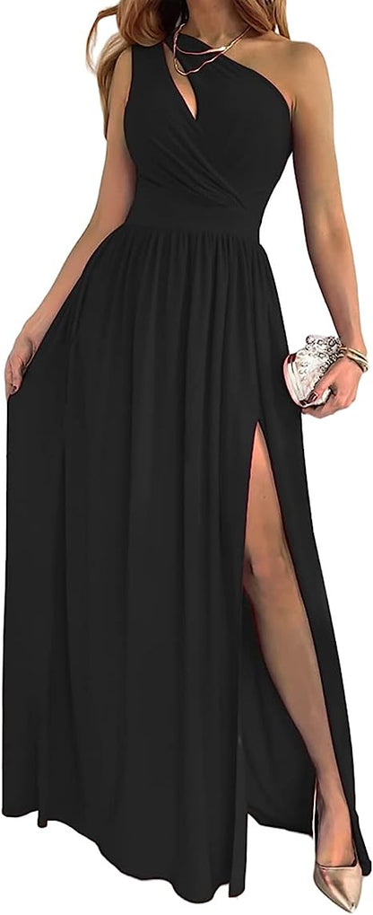 Maxi-Cocktailkleid Mit One-Shoulder-Träger Und Hohem Schlitz