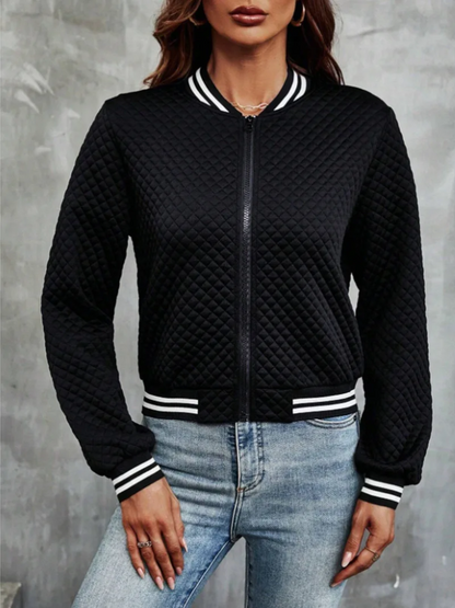 Bomberjacke Mit Leichtem Steppmuster Und Streifendetails