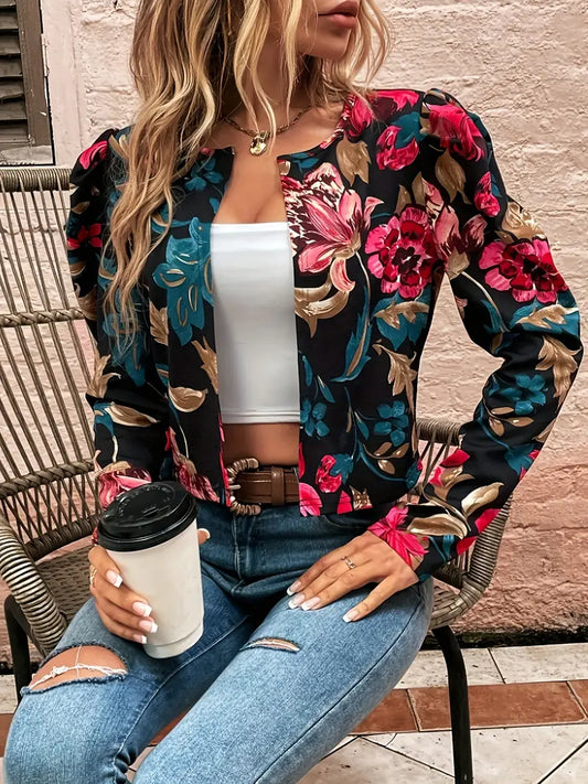 Stilvolle Jacke Mit Blumenmuster