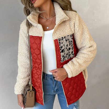 Stylische Design-Plüschjacke Mit Blockmuster