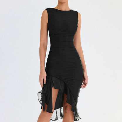 Ärmelloses Rückenfreies Midikleid