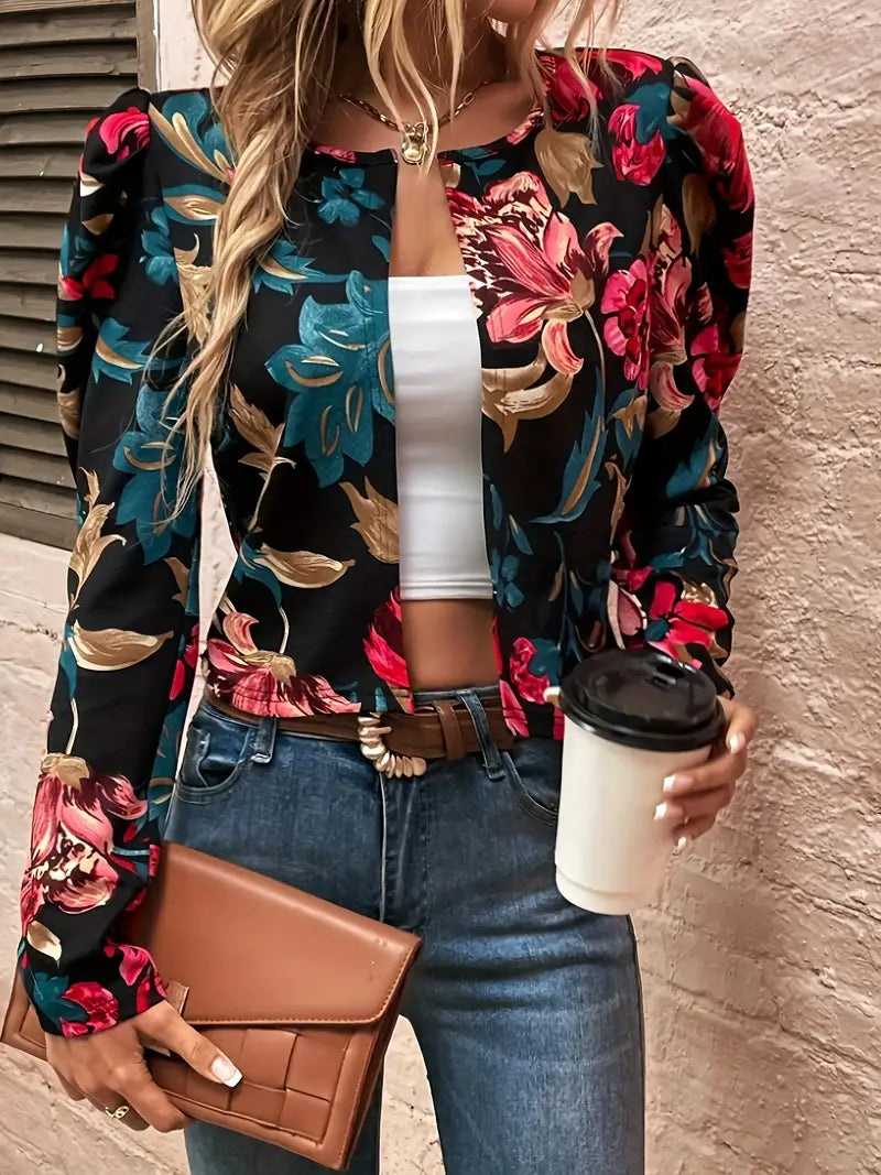 Stilvolle Jacke Mit Blumenmuster