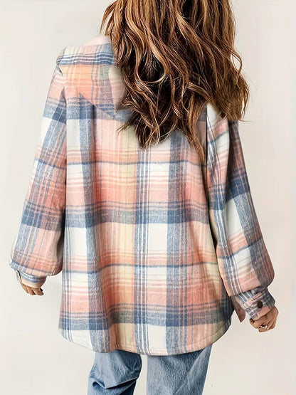 Stylische Jacke İm Hemdblusenstil Mit Karo-Details