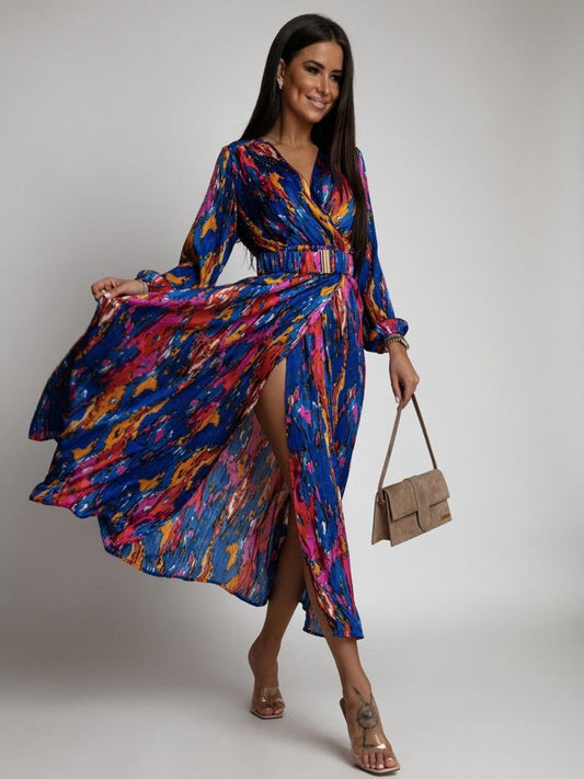 Elegantes Midikleid Mit Tiefem Ausschnitt Und Schlitz