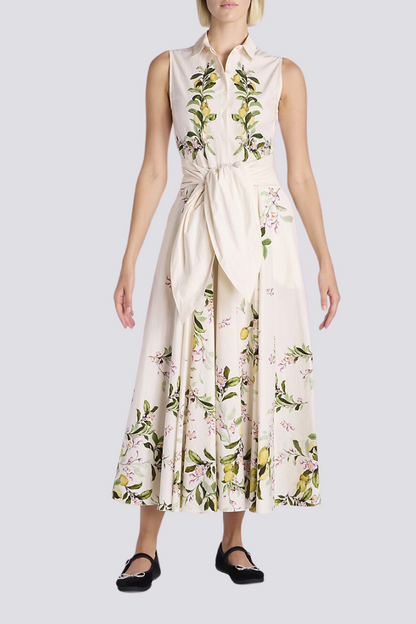 Ärmelloses Maxikleid Mit Blumenmuster Und Schleifendetail