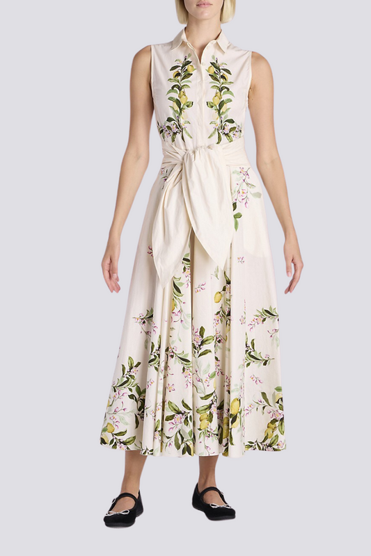 Ärmelloses Maxikleid Mit Blumenmuster Und Schleifendetail