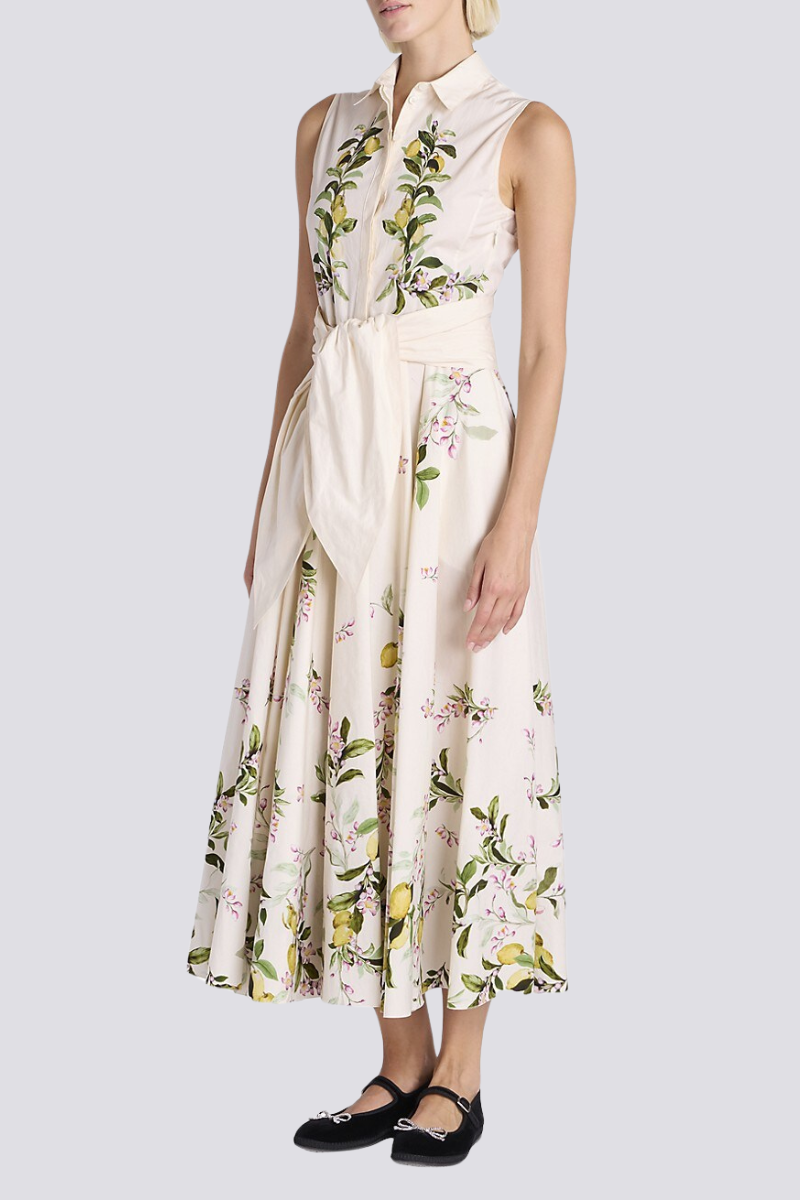 Ärmelloses Maxikleid Mit Blumenmuster Und Schleifendetail