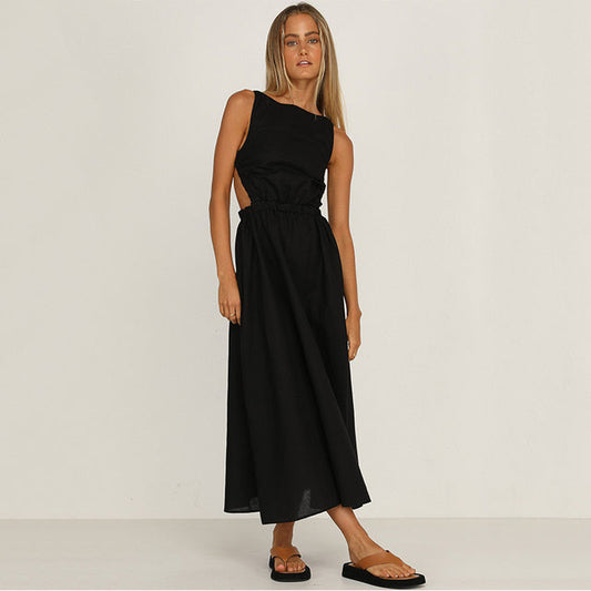 Ärmelloses Rückenfreies Midikleid