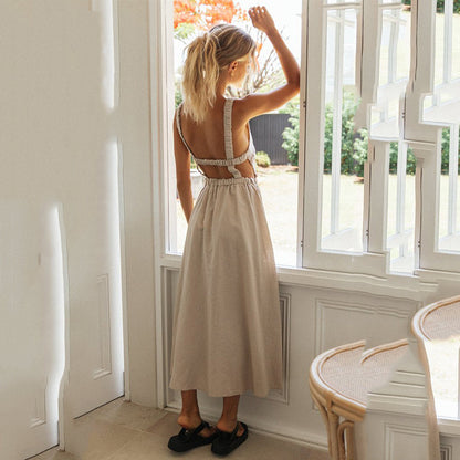 Ärmelloses Rückenfreies Midikleid