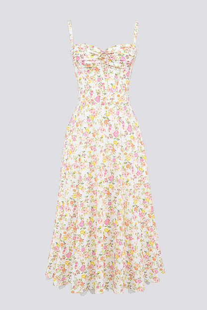 Midikleid Mit Spaghettiträgern Und Blumenmuster