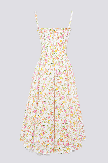 Midikleid Mit Spaghettiträgern Und Blumenmuster