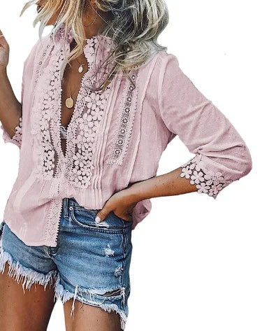 Elegante Designbluse Mit Spitzendetail