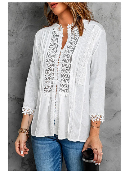 Elegante Designbluse Mit Spitzendetail