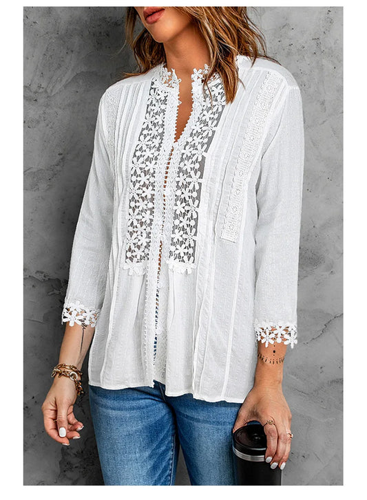 Elegante Designbluse Mit Spitzendetail