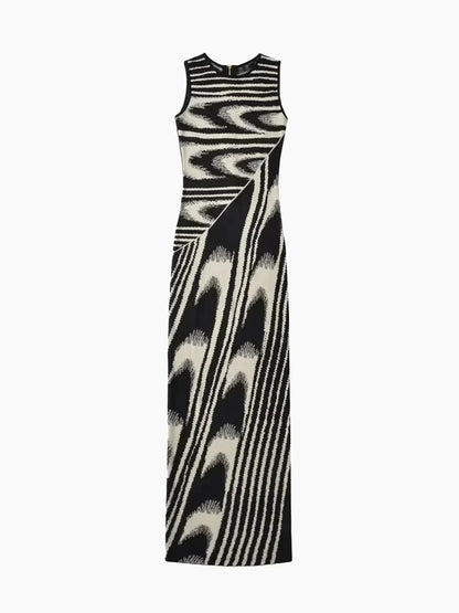 Elegantes Maxikleid Mit Rundhalsausschnitt Und Null Ärmeln