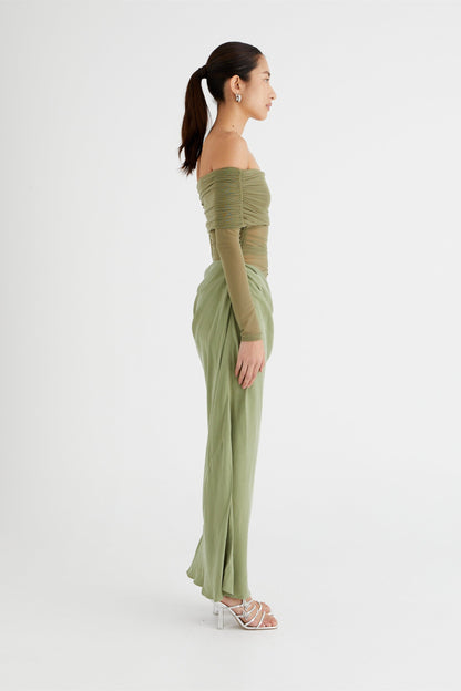 Schulterfreies Transparentes Maxi-Netzkleid