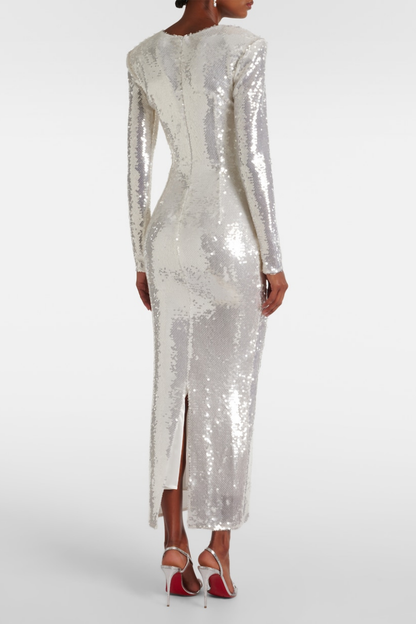 Glitzerndes One-Shoulder-Midikleid
