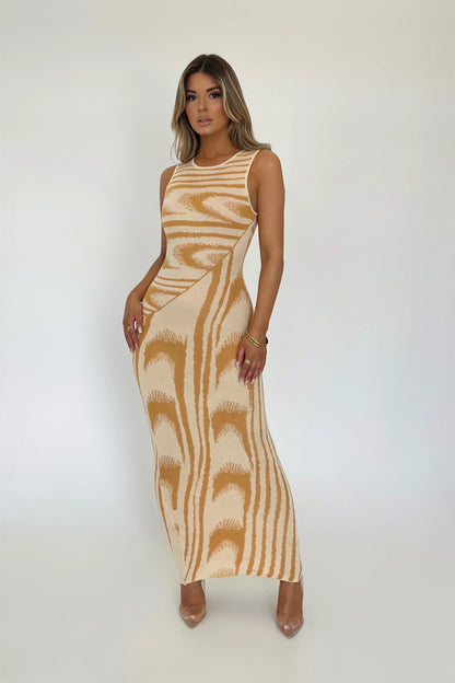 Elegantes Maxikleid Mit Rundhalsausschnitt Und Null Ärmeln