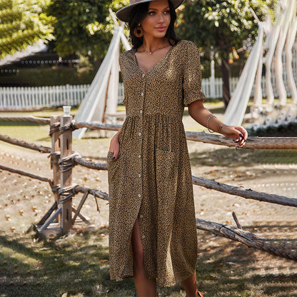 Elegantes Midikleid Mit V-Ausschnitt